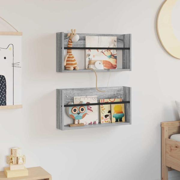 Magazinregal 2 Stk. Sonoma-Grau 60 x 12 x 30 cm Holzwerkstoff