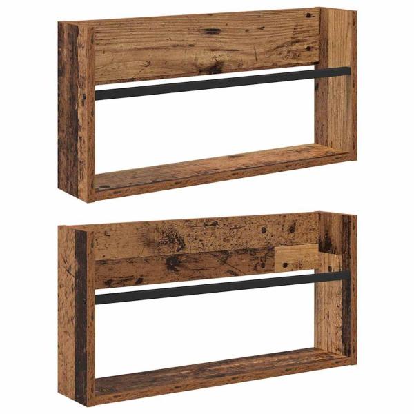Magazinregal 2 Stk. Altholz 60 x 12 x 30 cm Holzwerkstoff