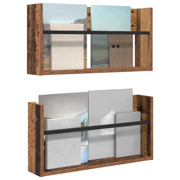 Magazinregal 2 Stk. Altholz 60 x 12 x 30 cm Holzwerkstoff