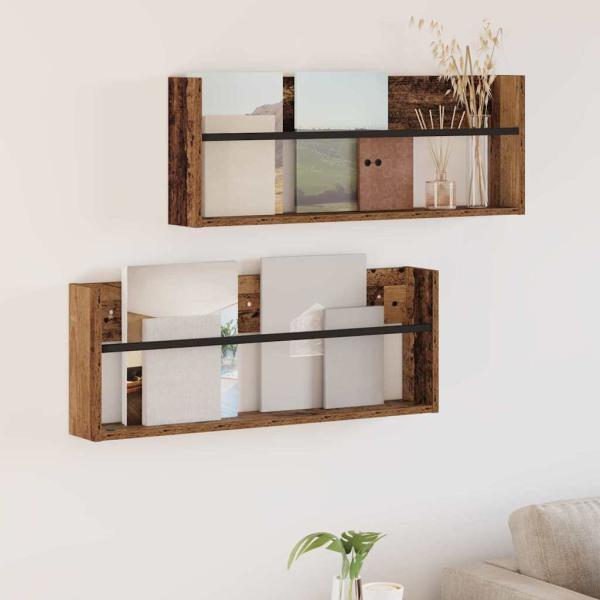 ARDEBO.de - Magazinregal 2 Stk. Altholz 80 x 12 x 30 cm Holzwerkstoff
