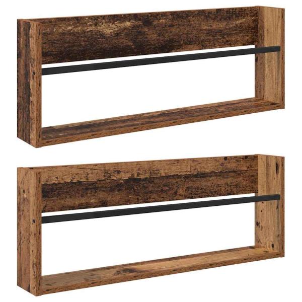 Magazinregal 2 Stk. Altholz 80 x 12 x 30 cm Holzwerkstoff