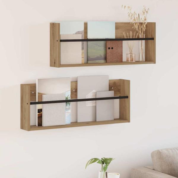 ARDEBO.de - Magazinregal 2 Stk. Artisan-Eiche 80 x 12 x 30 cm Holzwerkstoff
