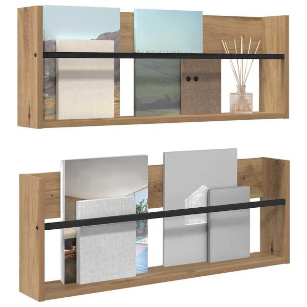 Magazinregal 2 Stk. Artisan-Eiche 80 x 12 x 30 cm Holzwerkstoff