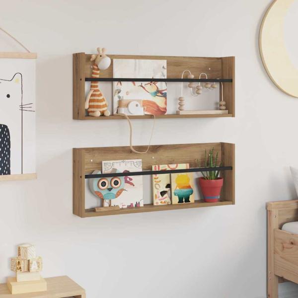 Magazinregal 2 Stk. Artisan-Eiche 80 x 12 x 30 cm Holzwerkstoff