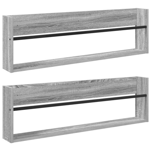 Magazinregal 2 Stk. Sonoma-Grau 100 x 12 x 30 cm Holzwerkstoff