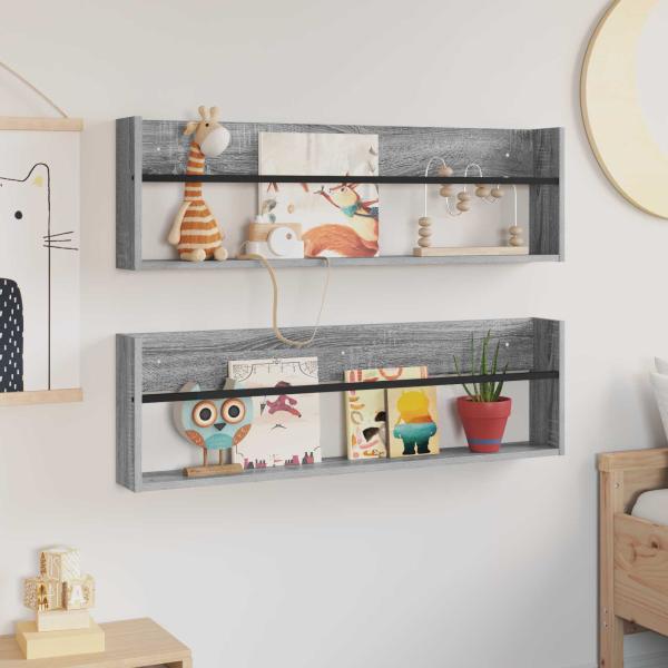 Magazinregal 2 Stk. Sonoma-Grau 100 x 12 x 30 cm Holzwerkstoff