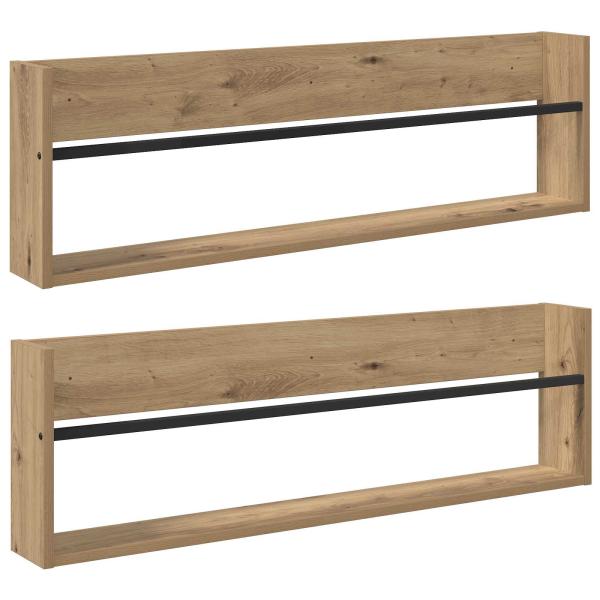 Magazinregal mit Regal 2 Stk. Artisan-Eiche 100 x 12 x 30 cm