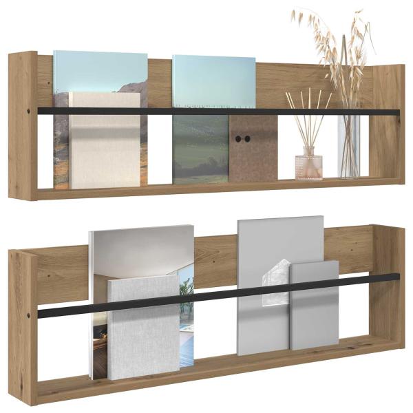 Magazinregal mit Regal 2 Stk. Artisan-Eiche 100 x 12 x 30 cm
