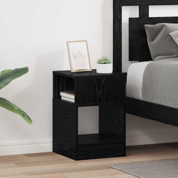 ARDEBO.de - Beistelltisch 2 stk. Schwarz Eichen-Optik 30,5 x 30 x 45 cm