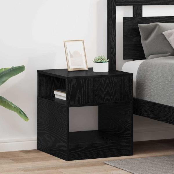 ARDEBO.de - Beistelltisch 2 stk. Schwarz Eichen-Optik 40,5 x 40 x 45 cm
