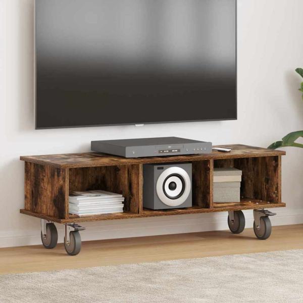 ARDEBO.de - TV-Ständer 100 x 35 x 35 cm Räuchereiche Holzwerkstoff