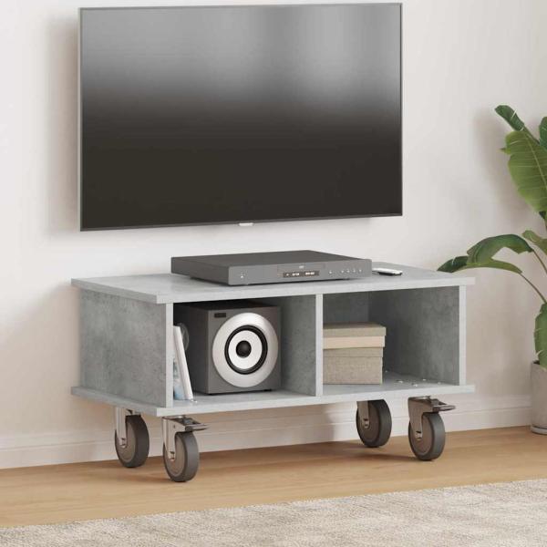 ARDEBO.de - TV-Ständer 68,5 x 35 x 35 cm Betongrau Holzwerkstoff