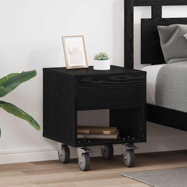 ARDEBO.de - Nachttisch 2 stk. Schwarz Eichen-Optik 40,5 x 40 x 48 cm