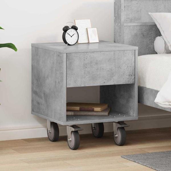 ARDEBO.de - Nachttisch Beton Grau 40,5 x 40 x 48 cm Holzwerkstoff