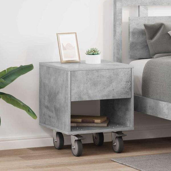 ARDEBO.de - Nachttisch 2 stk. Beton Grau 40,5 x 40 x 48 cm Holzwerkstoff