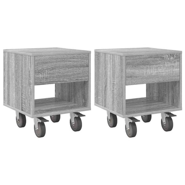 Nachttisch 2 stk. Graues Sonoma 40,5 x 40 x 48 cm Holzwerkstoff