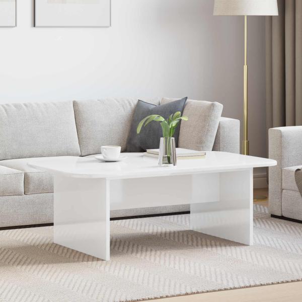 ARDEBO.de - Couchtisch Hochglanz Weiß 93 x 53 x 33 cm Holzwerkstoff