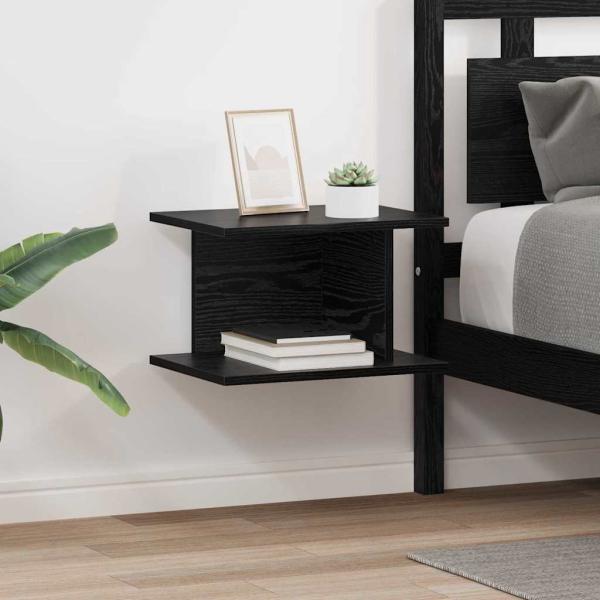 ARDEBO.de - Nachttisch 2 stk. Schwarz Eichen-Optik 40 x 30 x 25 cm