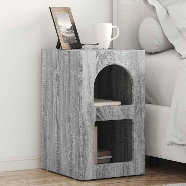 ARDEBO.de - Nachttisch ELST Sonoma-Grau 29,5 x 33,5 x 50 cm Holzwerkstoff