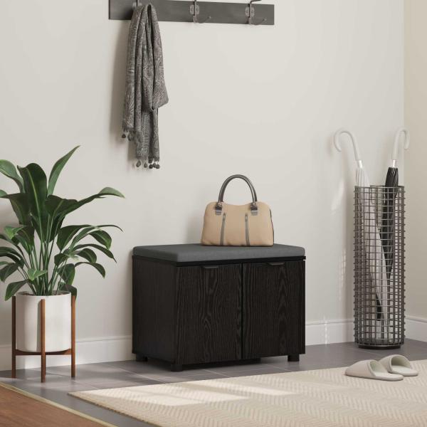 ARDEBO.de - Flurbank mit Kissen mit Regal Schwarze Eiche 60 x 38 x 46 cm