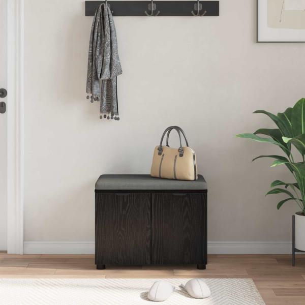 Flurbank mit Kissen mit Regal Schwarze Eiche 60 x 38 x 46 cm
