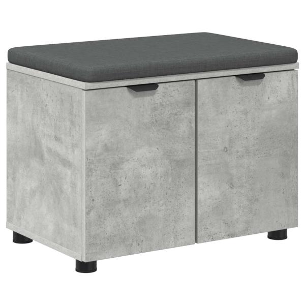 Flurbank mit Kissen mit Regal mit Tür Betongrau 60 x 38 x 46 cm