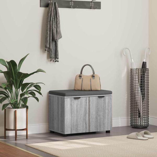 ARDEBO.de - Flurbank mit Kissen mit Regal Graues Sonoma 60 x 38 x 46 cm