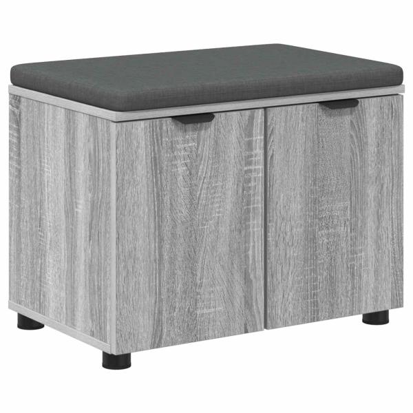 Flurbank mit Kissen mit Regal Graues Sonoma 60 x 38 x 46 cm