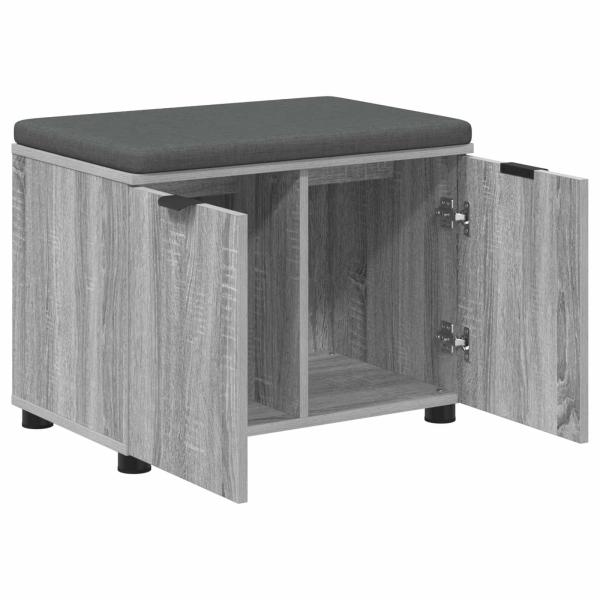 Flurbank mit Kissen mit Regal Graues Sonoma 60 x 38 x 46 cm
