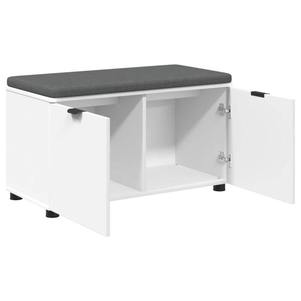 Flurbank mit Kissen mit Regal mit Speicher Weiß 80 x 38 x 46 cm