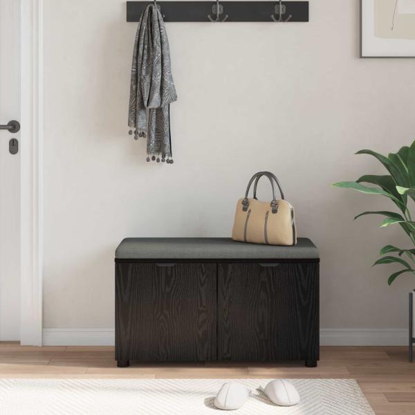 Flurbank mit Kissen mit Regal Schwarze Eiche 80 x 38 x 46 cm