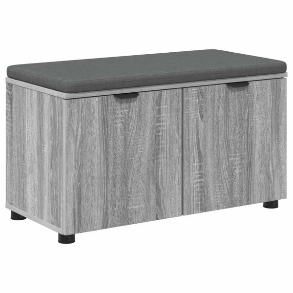 Flurbank mit Kissen mit Regal Graues Sonoma 80 x 38 x 46 cm