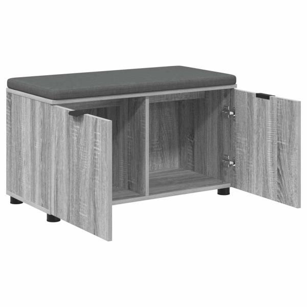 Flurbank mit Kissen mit Regal Graues Sonoma 80 x 38 x 46 cm