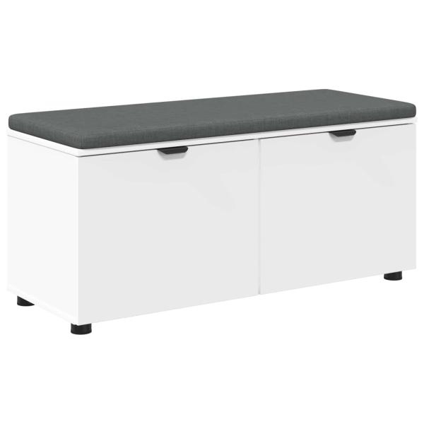 Flurbank mit Kissen mit Regal mit Tür Weiß 100 x 38 x 46 cm