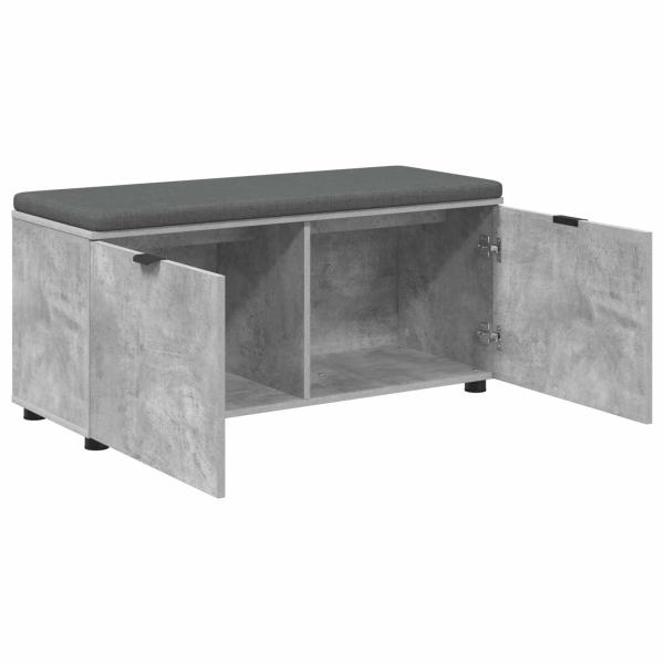 Flurbank mit Kissen mit Regal Betongrau 100 x 38 x 46 cm