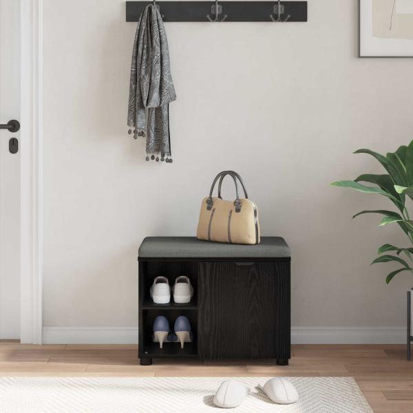 Flurbank mit Kissen mit Regal Schwarze Eiche 60 x 38 x 46 cm