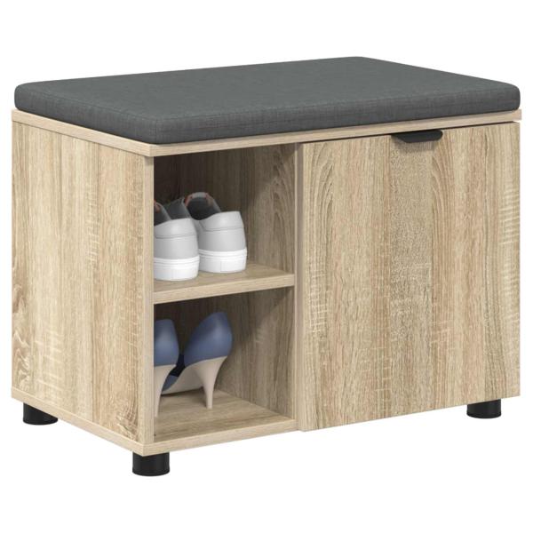 Flurbank mit Kissen mit Regal Sonoma-Eiche 60 x 38 x 46 cm