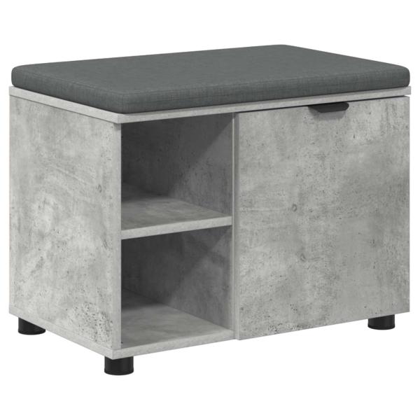Flurbank mit Kissen mit Regal mit Tür Betongrau 60 x 38 x 46 cm