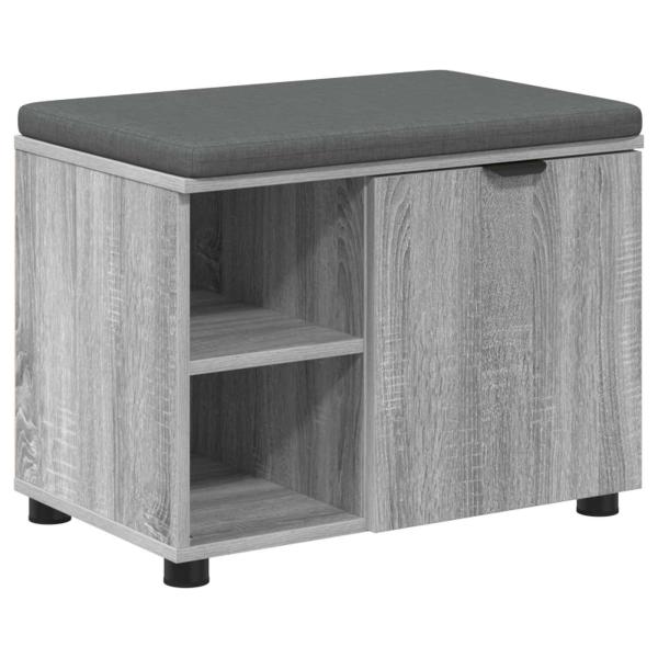 Flurbank mit Kissen mit Regal Graues Sonoma 60 x 38 x 46 cm