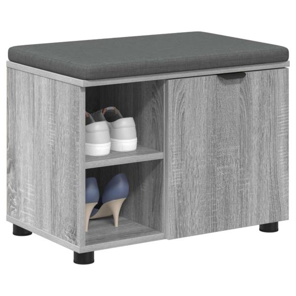 Flurbank mit Kissen mit Regal Graues Sonoma 60 x 38 x 46 cm