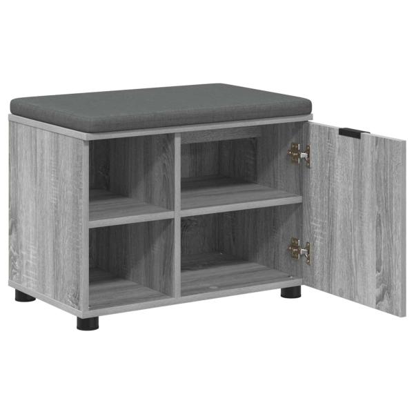 Flurbank mit Kissen mit Regal Graues Sonoma 60 x 38 x 46 cm