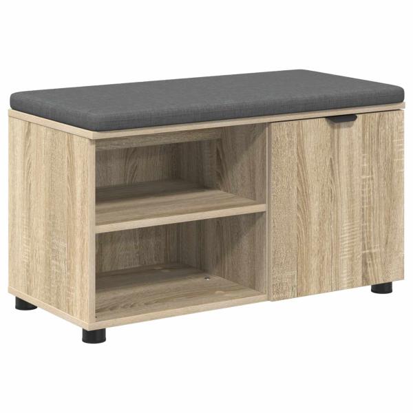 Flurbank mit Kissen mit Regal Sonoma-Eiche 80 x 38 x 46 cm