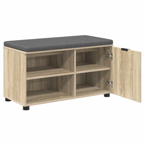 Flurbank mit Kissen mit Regal Sonoma-Eiche 80 x 38 x 46 cm