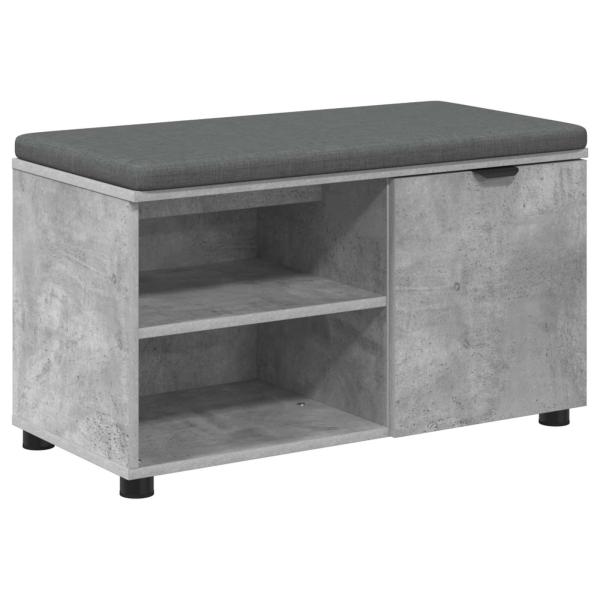 Flurbank mit Kissen mit Regal mit Tür Betongrau 80 x 38 x 46 cm