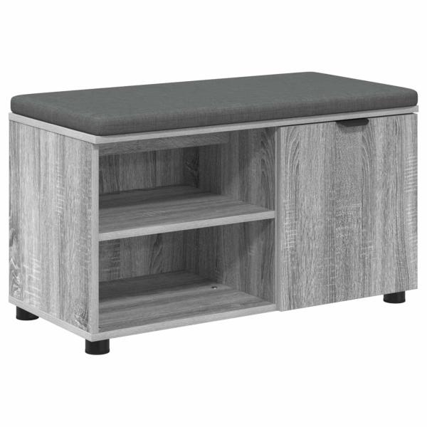 Flurbank mit Kissen mit Regal Graues Sonoma 80 x 38 x 46 cm