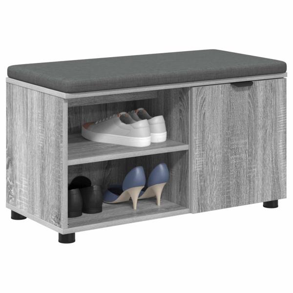 Flurbank mit Kissen mit Regal Graues Sonoma 80 x 38 x 46 cm