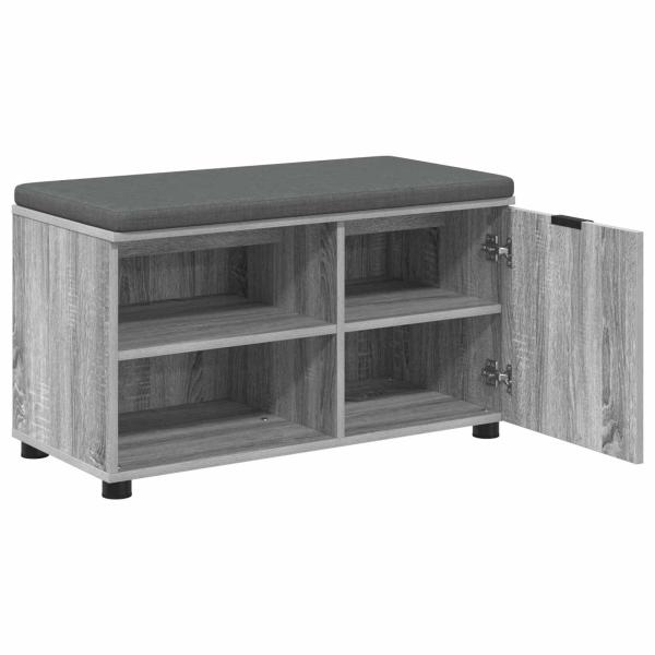Flurbank mit Kissen mit Regal Graues Sonoma 80 x 38 x 46 cm