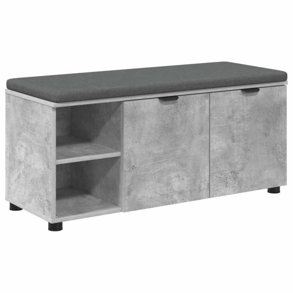 Flurbank mit Kissen mit Regal Betongrau 100 x 38 x 46 cm