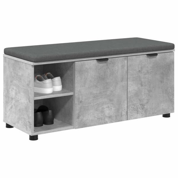 Flurbank mit Kissen mit Regal Betongrau 100 x 38 x 46 cm