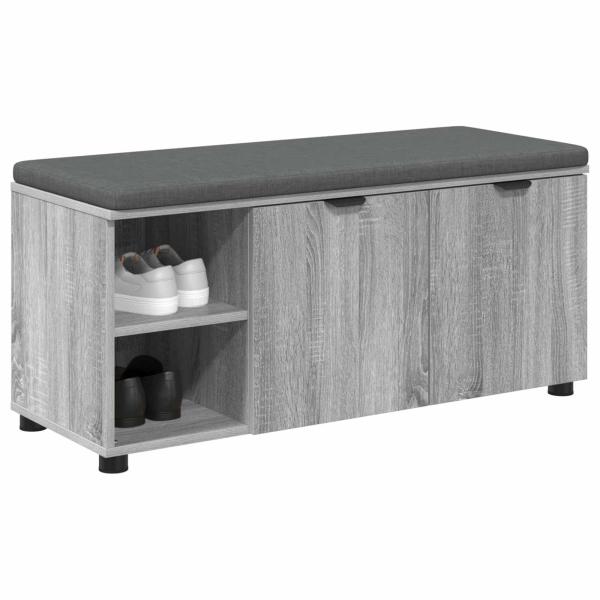 Flurbank mit Kissen mit Regal Graues Sonoma 100 x 38 x 46 cm